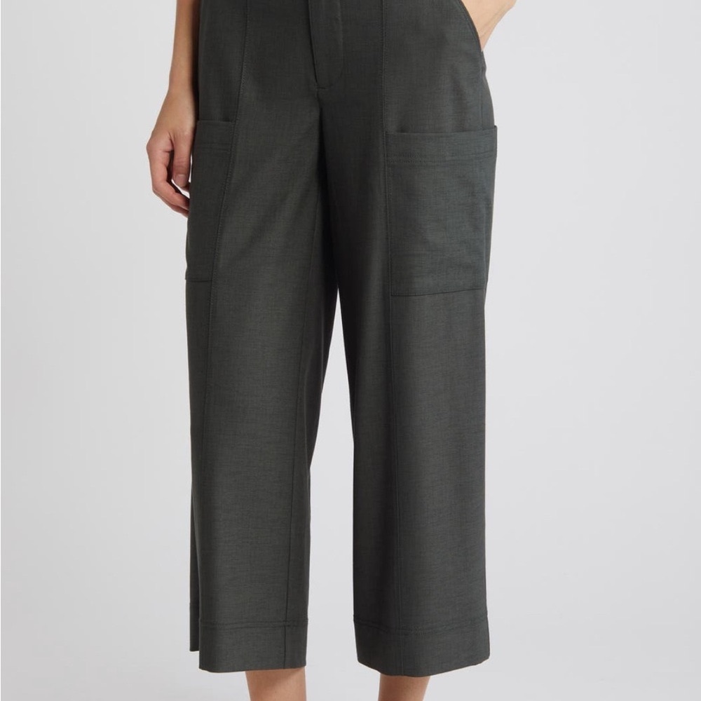 Wit & Wisdom Dark Olive Green Wide Leg Cropped Cargo Pants